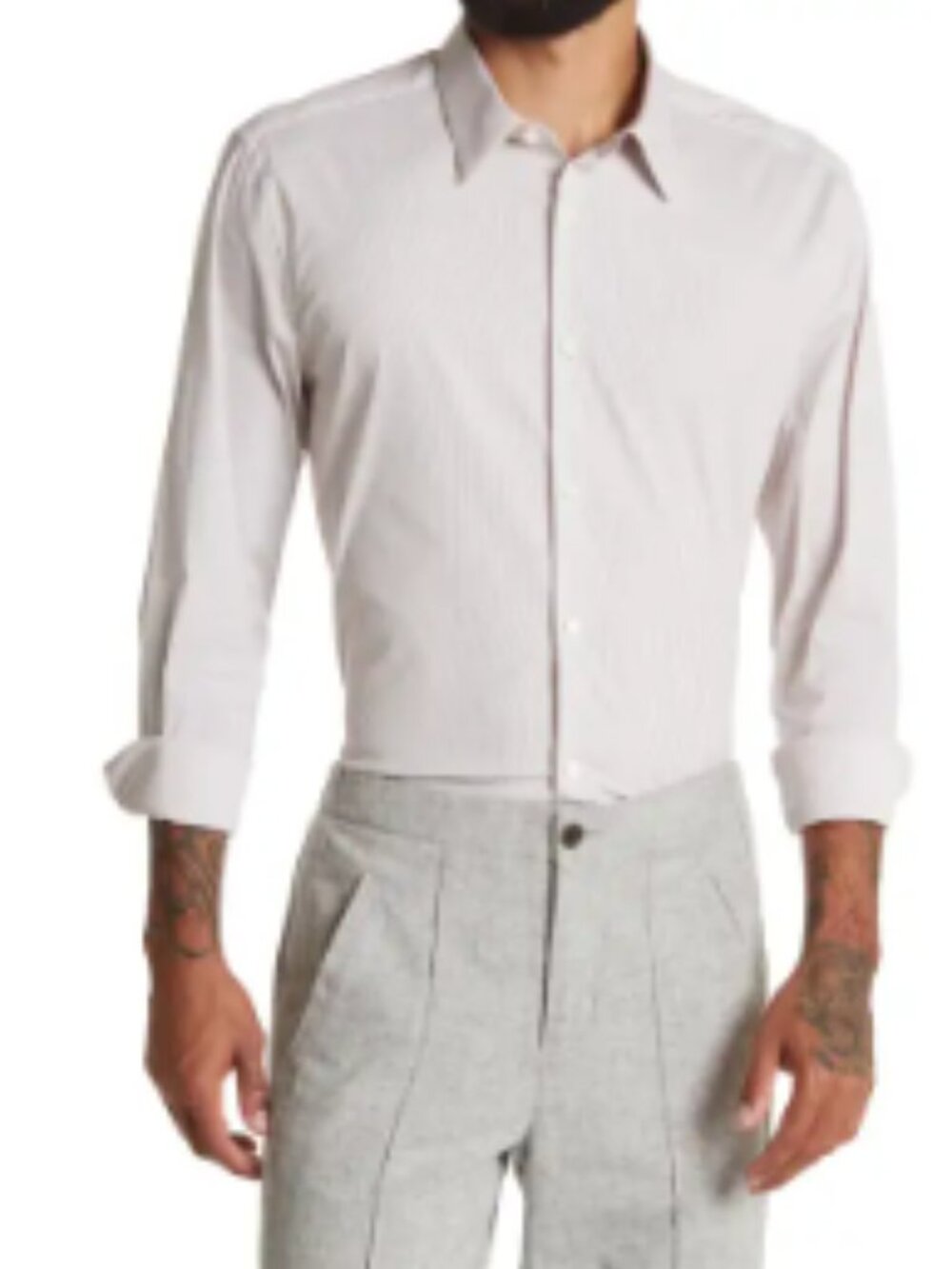 Theory Sylvain Stripe Slim Shirt Dark Pimento Stripe Large BNWT
